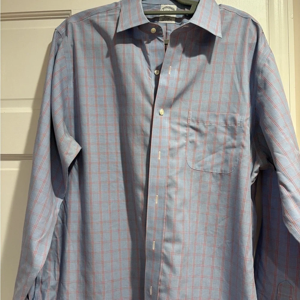 Men's Brooks Brothers regent plaid button down dress shirt 17-35